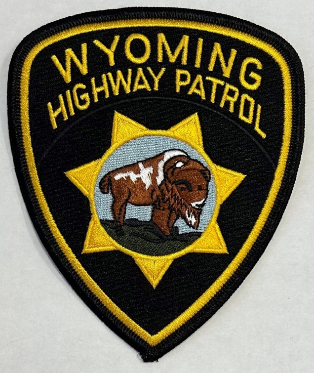 WYOMING HIGHWAY PATROL BLACK SHOULDER PATCH - SEW ON.